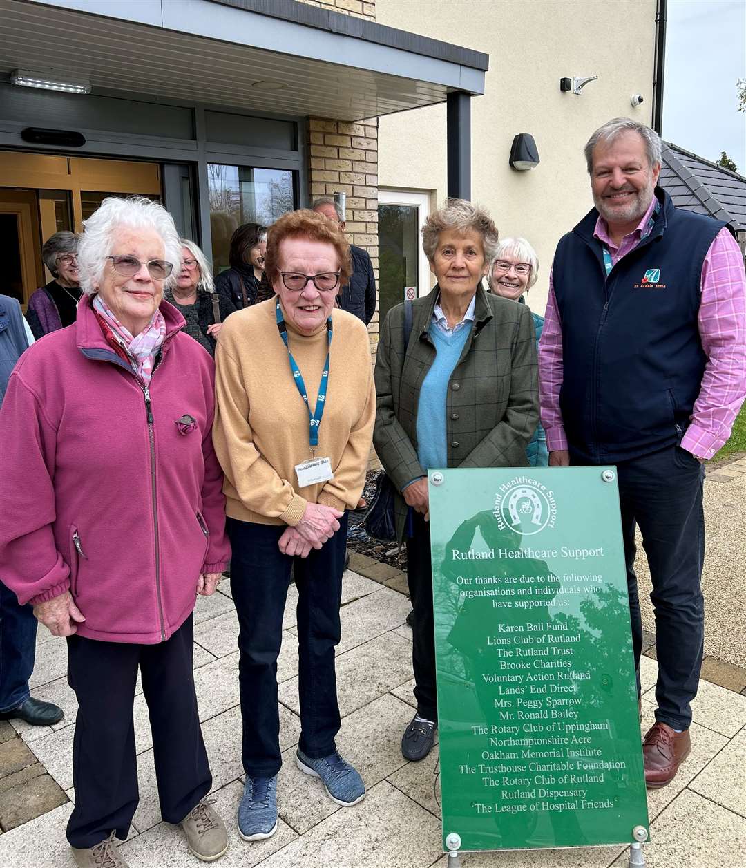 Penny Davies, Pat Morley and Susan Allen from Rutland Healthcare Support with Robert Myers from Oakham Grange