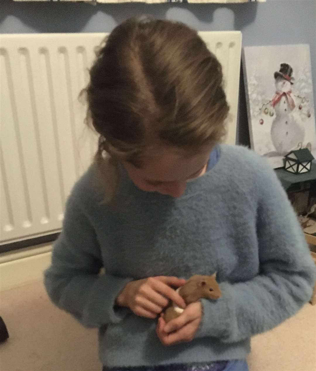 Tango the hamster with Jack's sister Evie