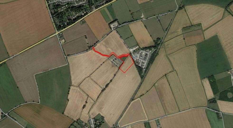A map of the proposed Battery Energy Storage System at Barfields Lane, Reepham