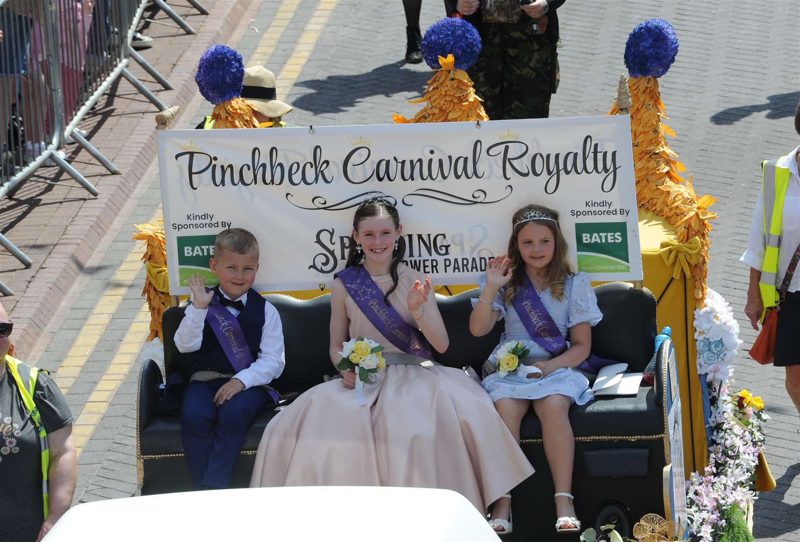 Pinchbeck youngsters give a royal wave to the crowds PHOTO: CHRIS LOWNDES