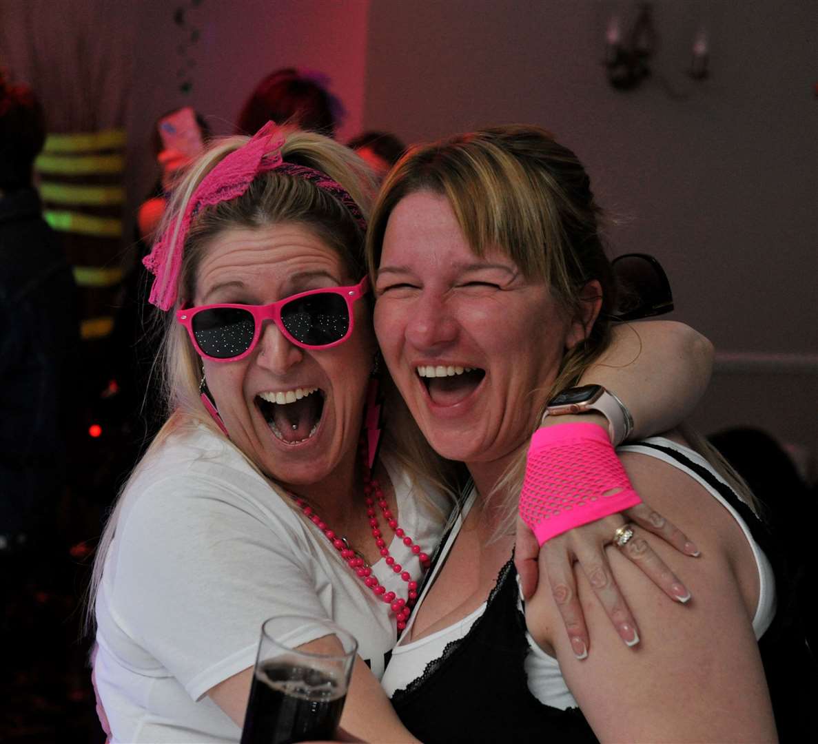 Pretty in pink! The 80s made a comeback this weekend. Photo: Chris Lowndes