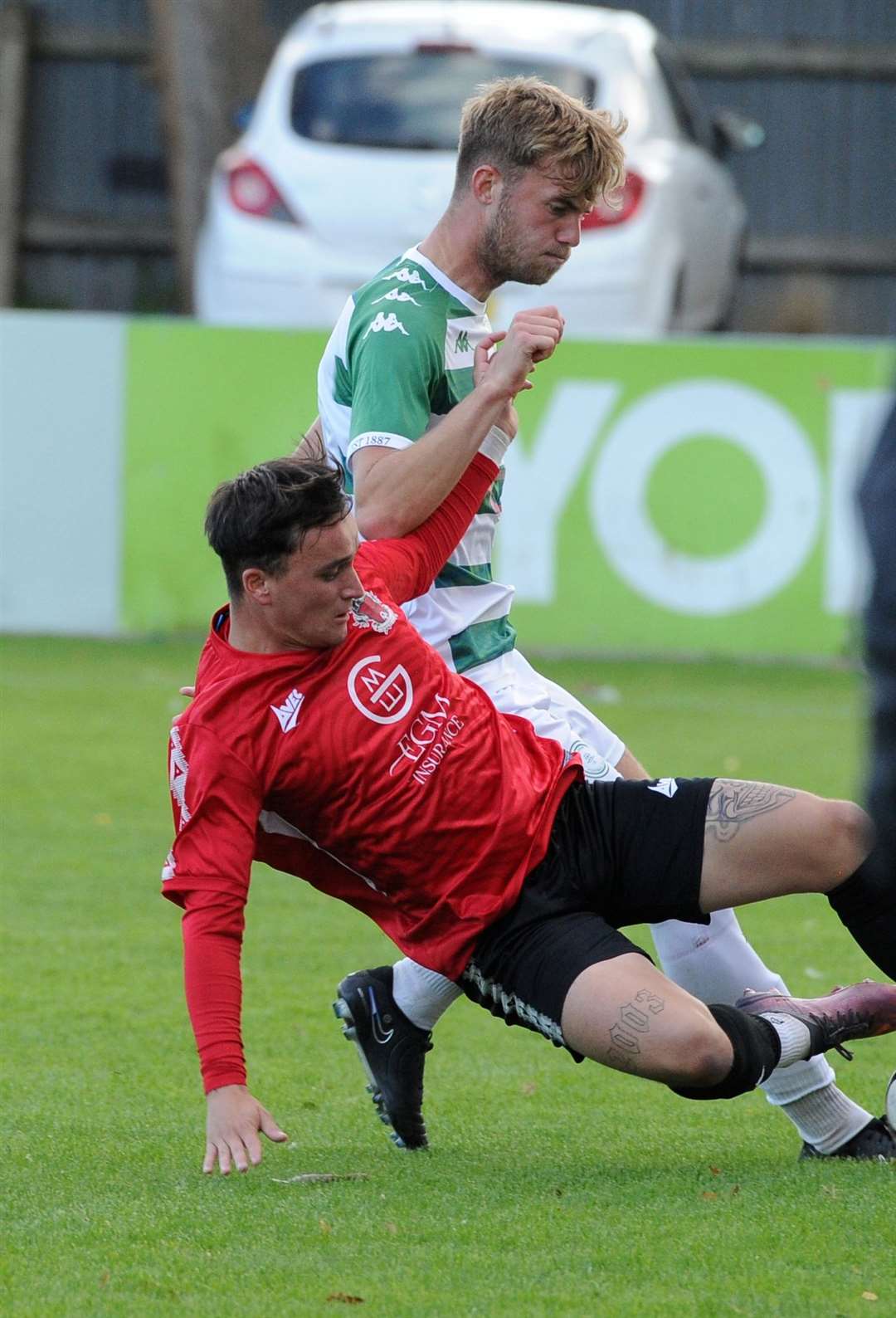 Action from Pinchbeck's home defeat to Framlingham. Photo: Chris Lowndes