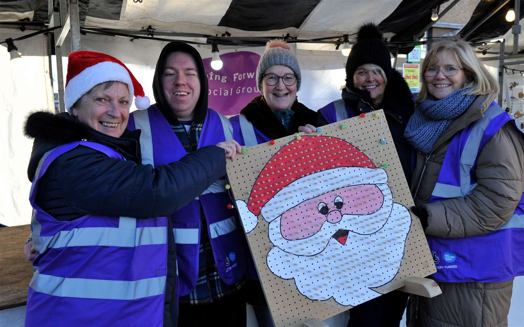 All wrapped up for the festive activities – Rita, Matthew, Julie ,Mandy, Aly from the Going Forward social group