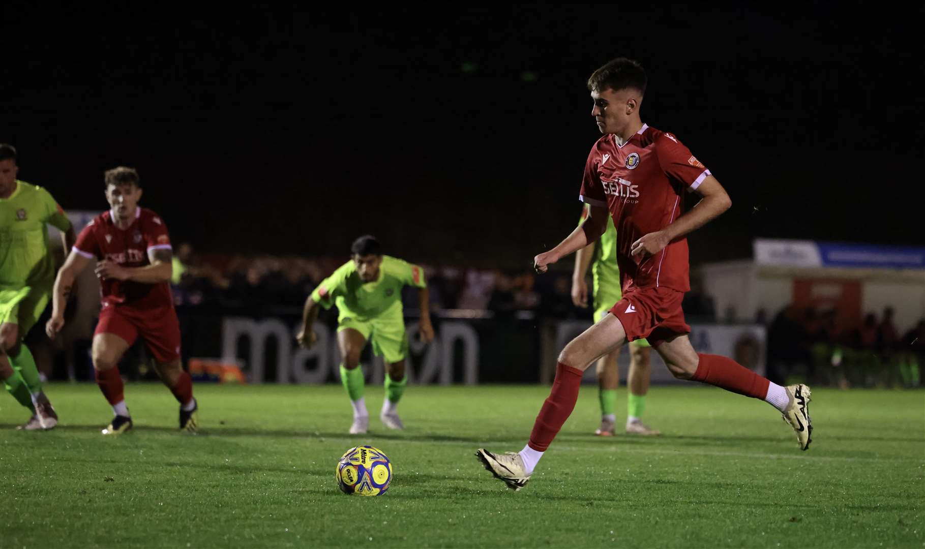 Tobias Liversidge scores from the spot. Photo: Rob O'Brien