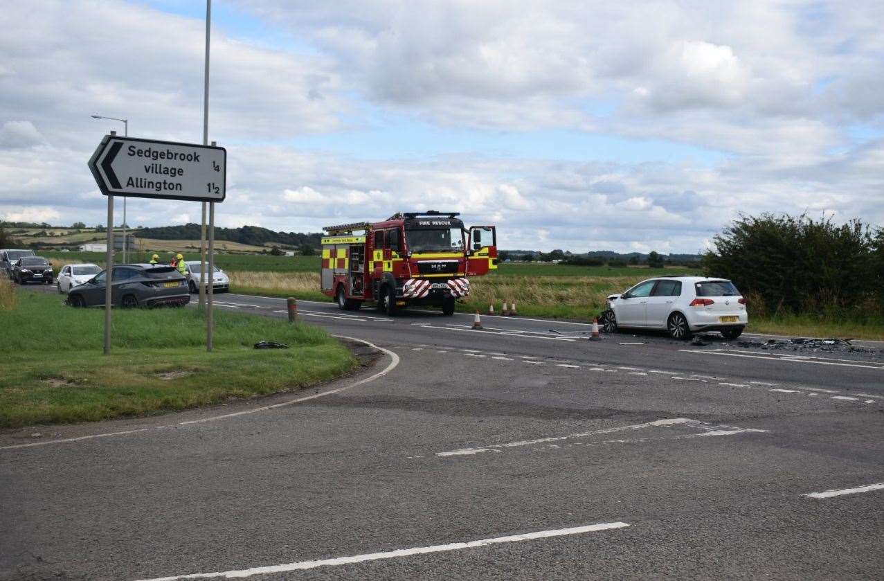 Emergency services were called to the crash on the A52 at Sedgebrook. Photo: RSM Photography