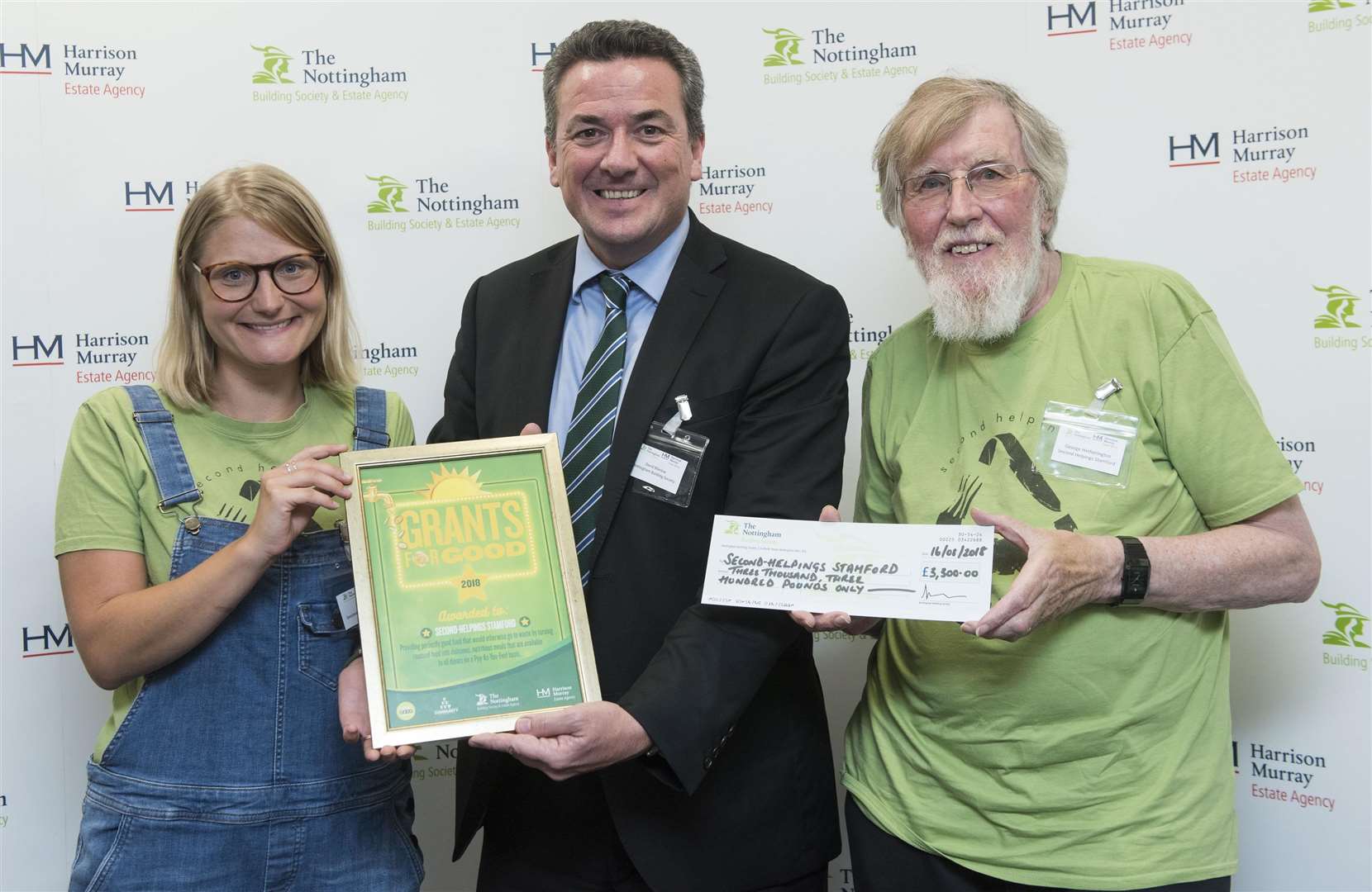 Jo Kemp and George Hetherington of Second Helpings Stamford with The Nottingham’s Chief Executive David Marlow (centre of pic) (3876183)