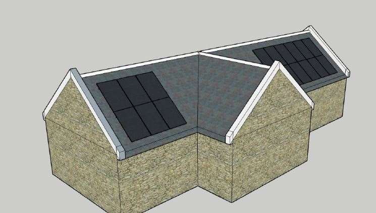 An artist's impression showing the location of the panels on the south-facing roof slope. Image: Runcorn Architects
