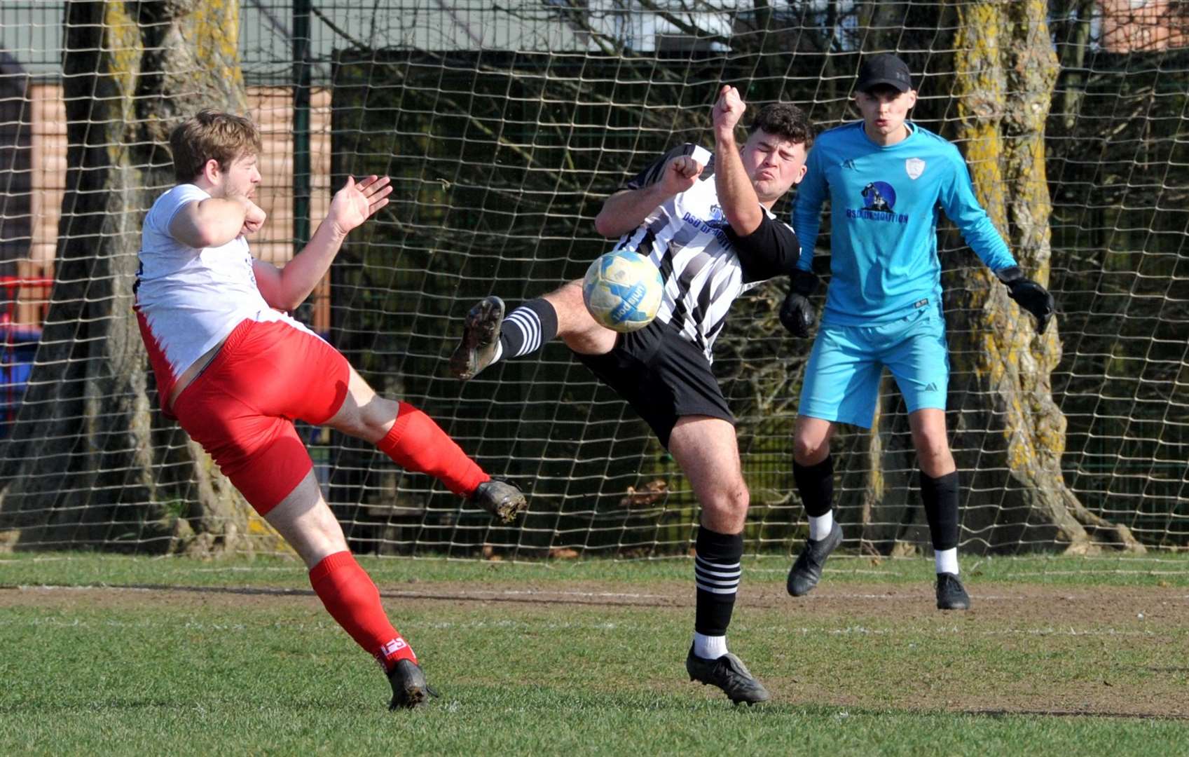 Action from South Lincs Swifts' home defeat to Wittering in Division Three of the Peterborough League. Photo: Chris Lowndes