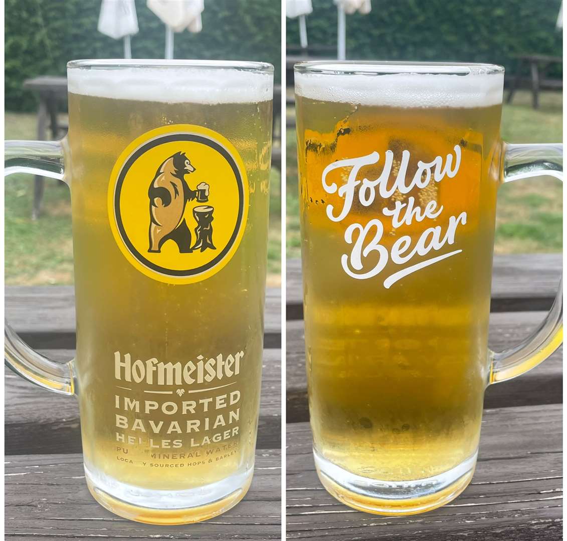 The ads are long gone, but the branding remains the same... a pint of Hofmeister Helles