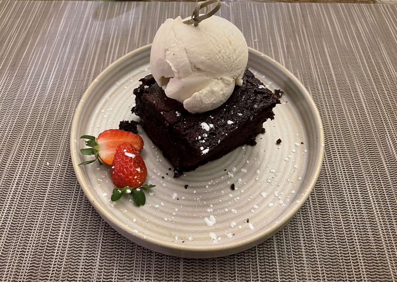 The brownie and ice cream