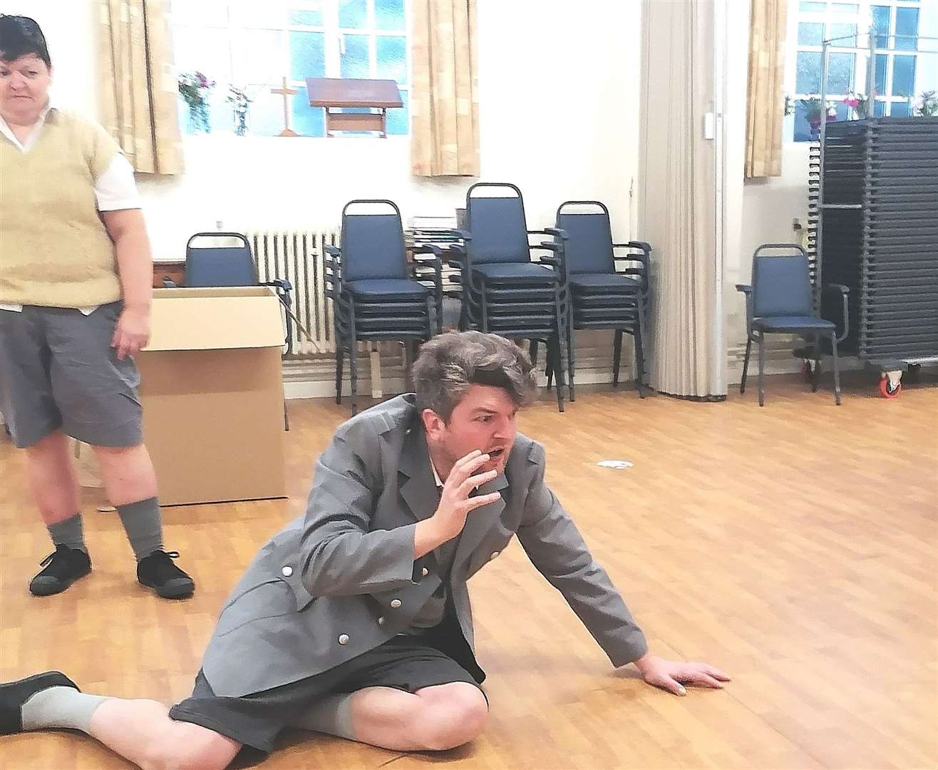 The cast in rehearsal