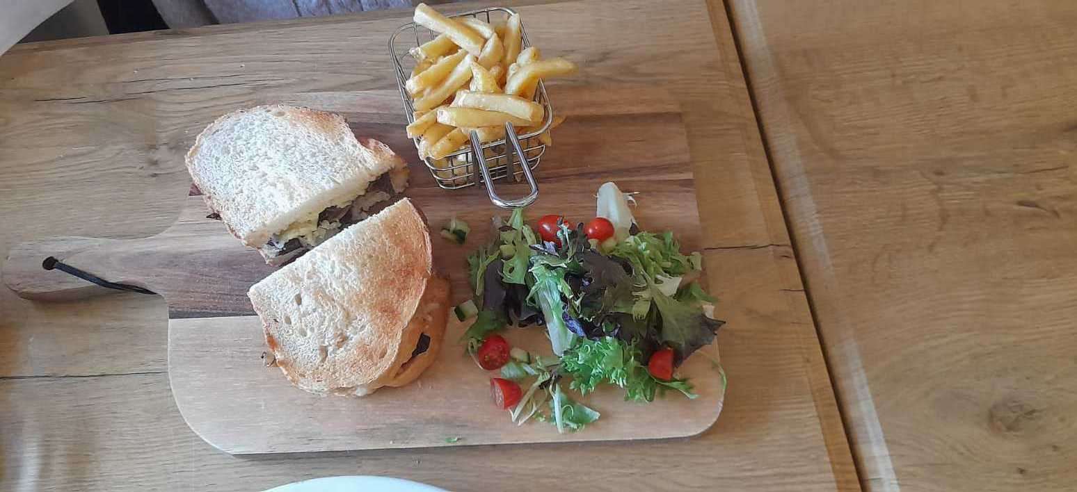 My steak, cheese and onion toasted sandwich was delicious