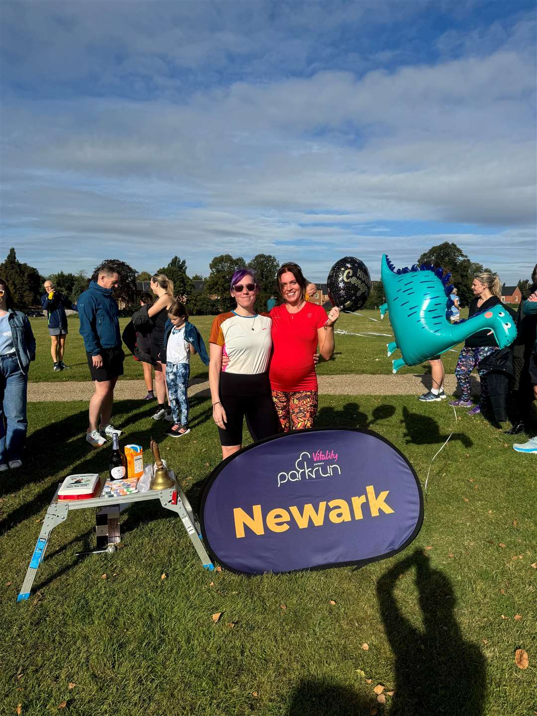 Emma (left) and Samantha (right) at the finish line.