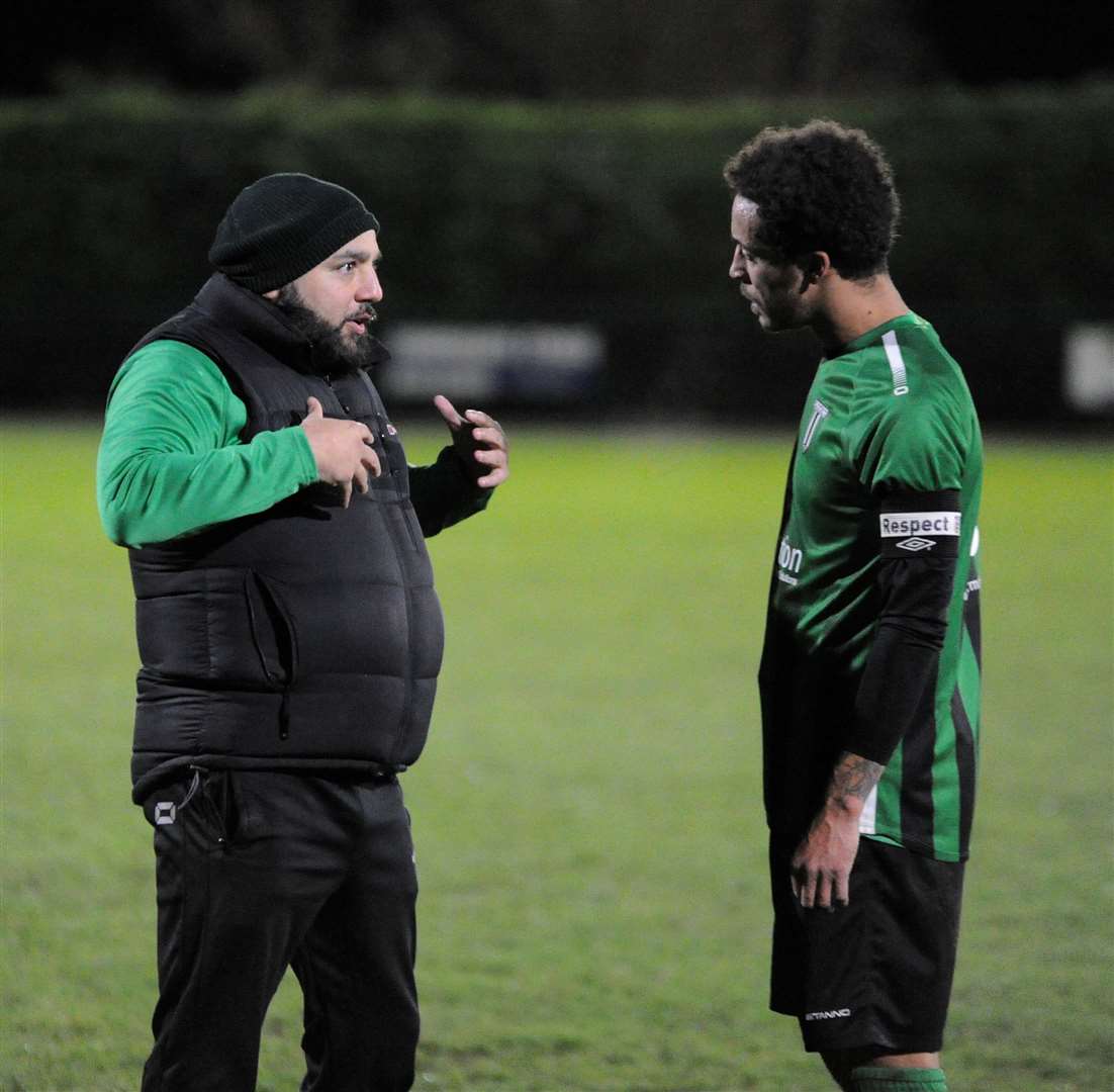 Joint Blackstones manager Jon Harrison with skipper Kieran Duffy-Weekes.