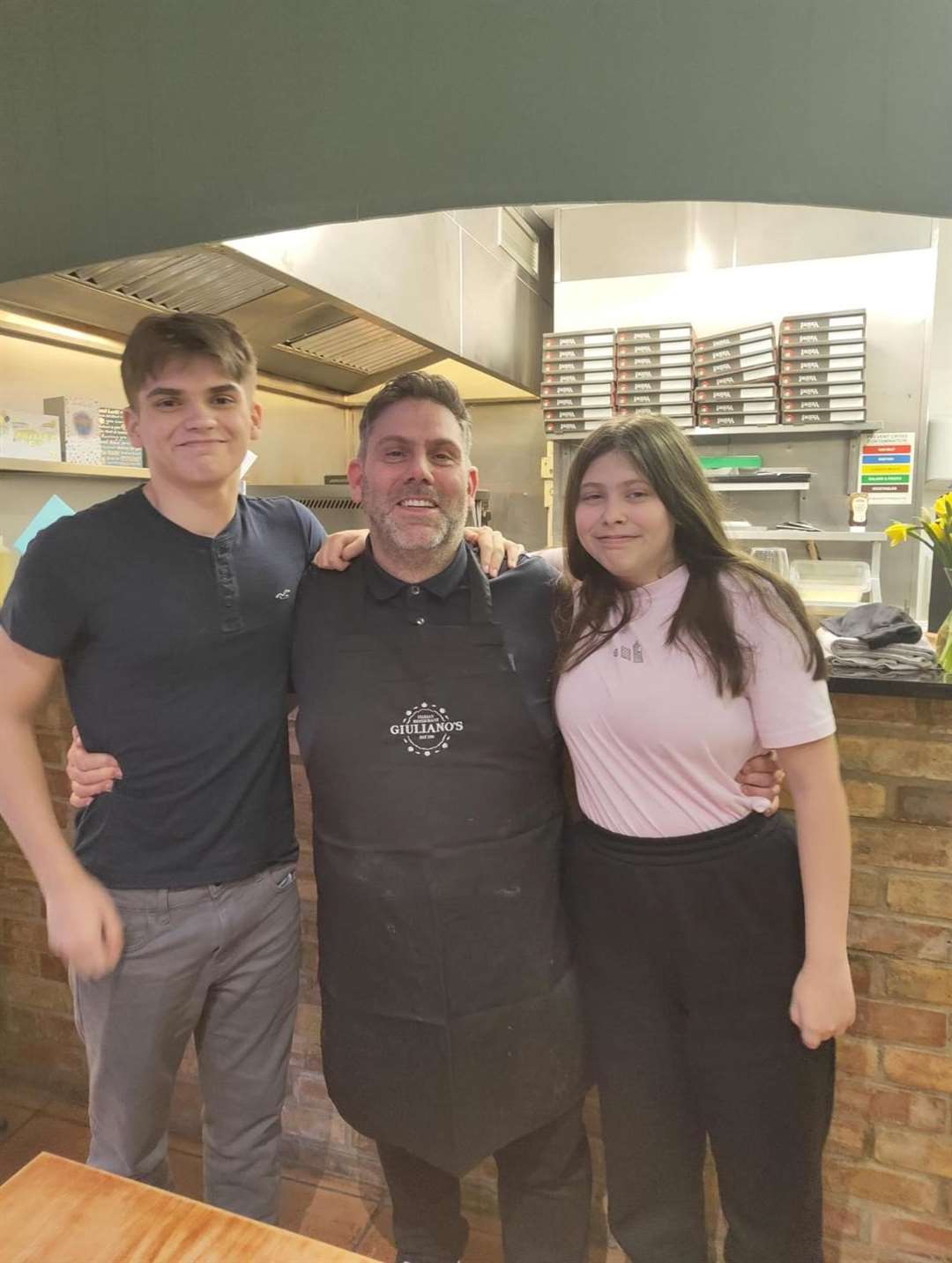 Daniel D’Angelo, centre, with children Luca (15) and Harper-Bella (11). PHOTO: SUBMITTED