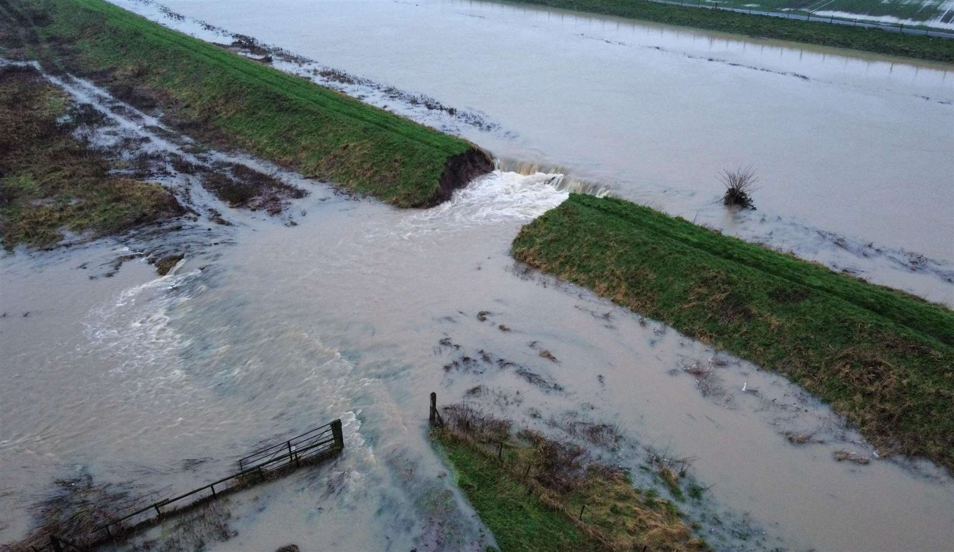 The breach in the bank of Cowbit and Crowland wash PHOTO: HADEN BRITTAIN