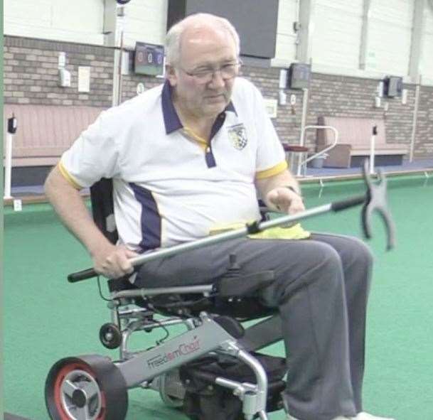 A bowls club member using the wheelchair