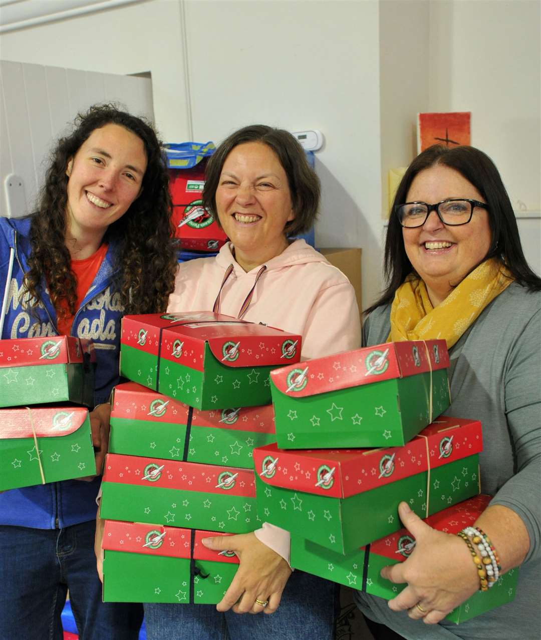 Madeleine Gilbert, Suzanne Johnson and Julie Sugden supported Operation Christmas Child. Photo: Chris Lowndes