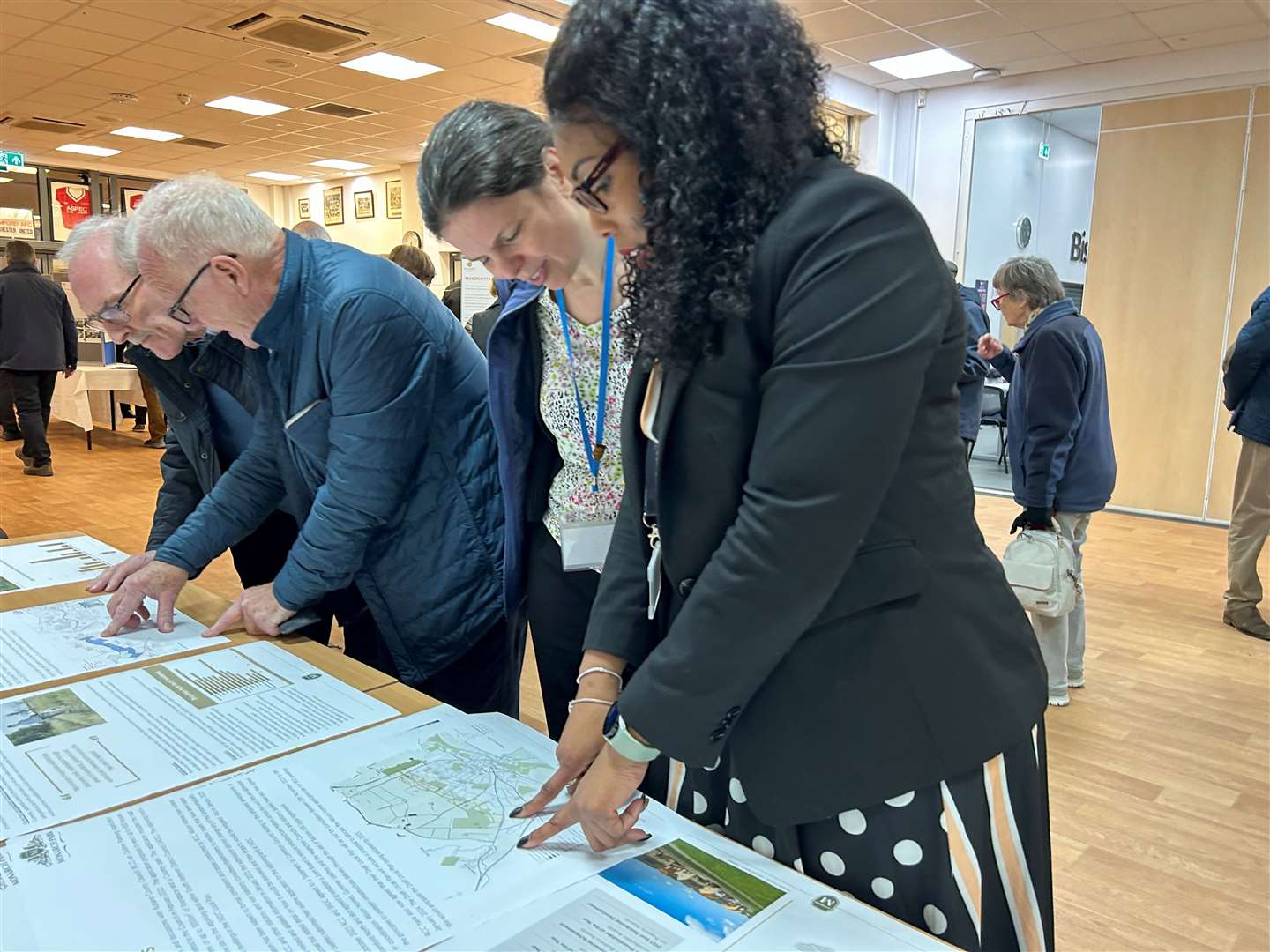 Councillors Rhea Rayside and Lisa Brewin taking a look at the plans