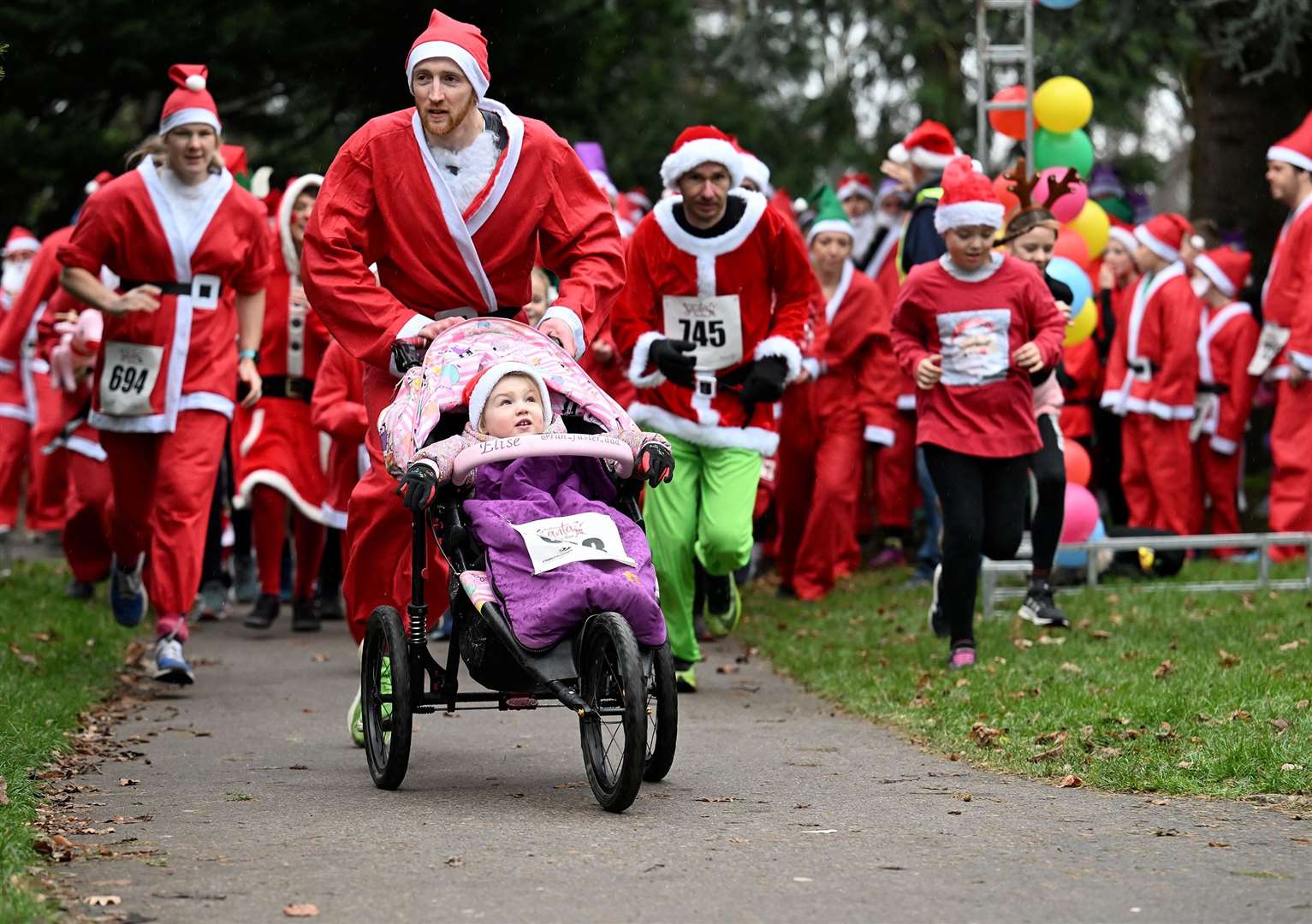 Did you see all of the Santa's running around Wyndham Park?