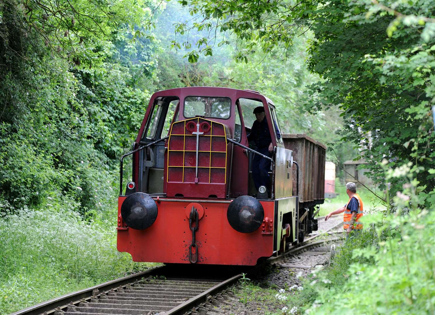 A diesel locomotive on the move at Rocks by Rail