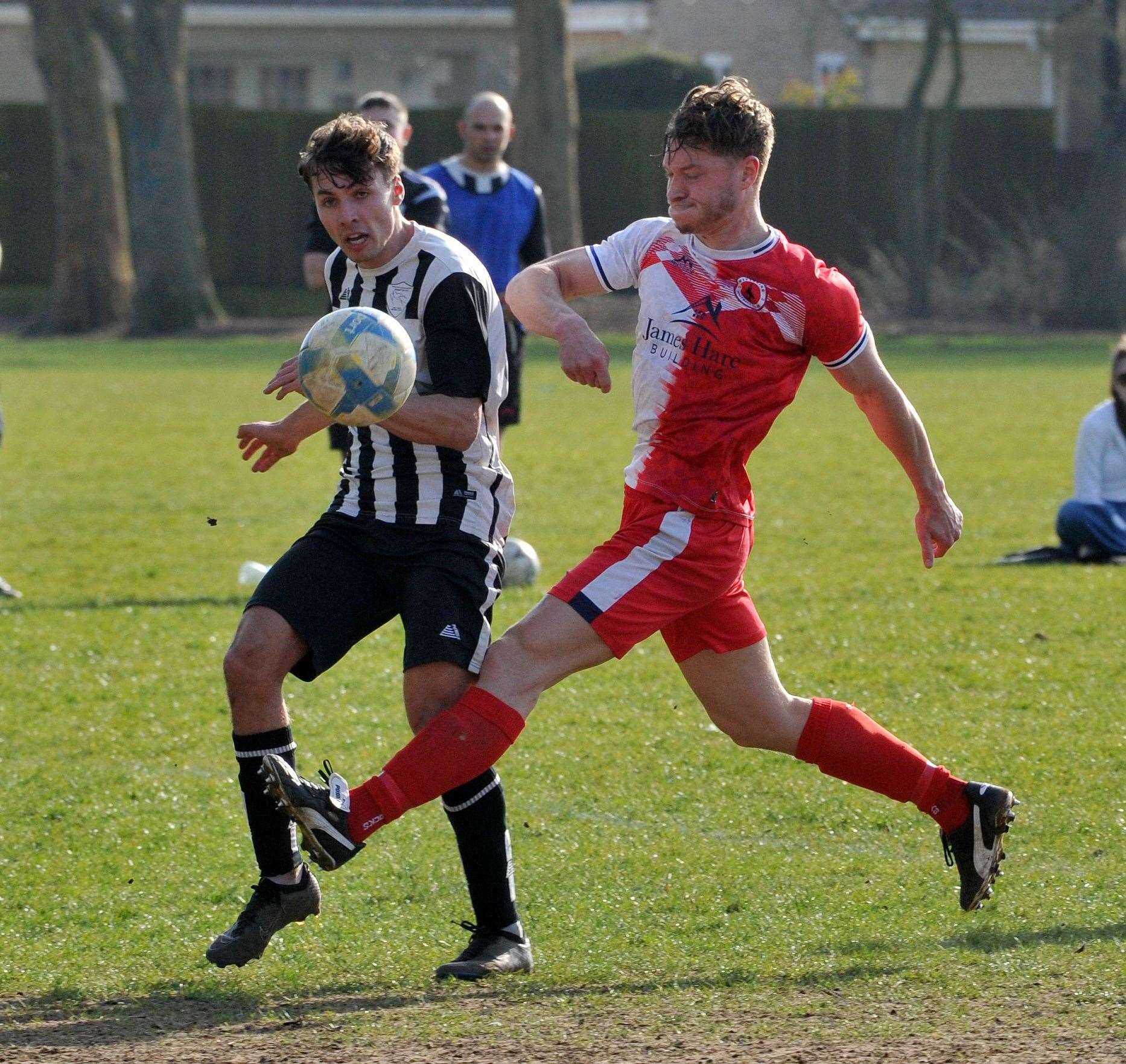 Action from South Lincs Swifts' home defeat to Wittering in Division Three of the Peterborough League. Photo: Chris Lowndes