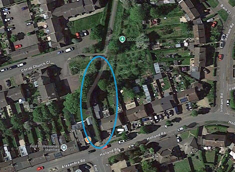 The stretch of path that was cordoned off. Image: Google Maps