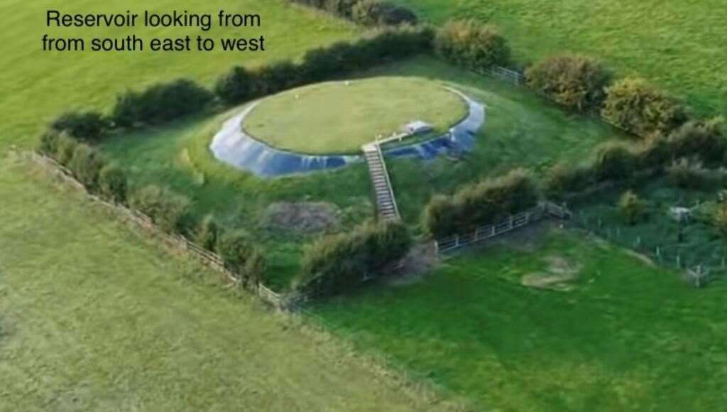 An aerial view of the site