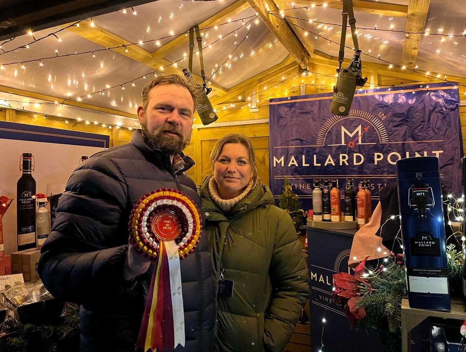 Andy and Fi Beamish from Mallard Point Vineyard in Essendine won 'Best in Show' for their wine and gin stall