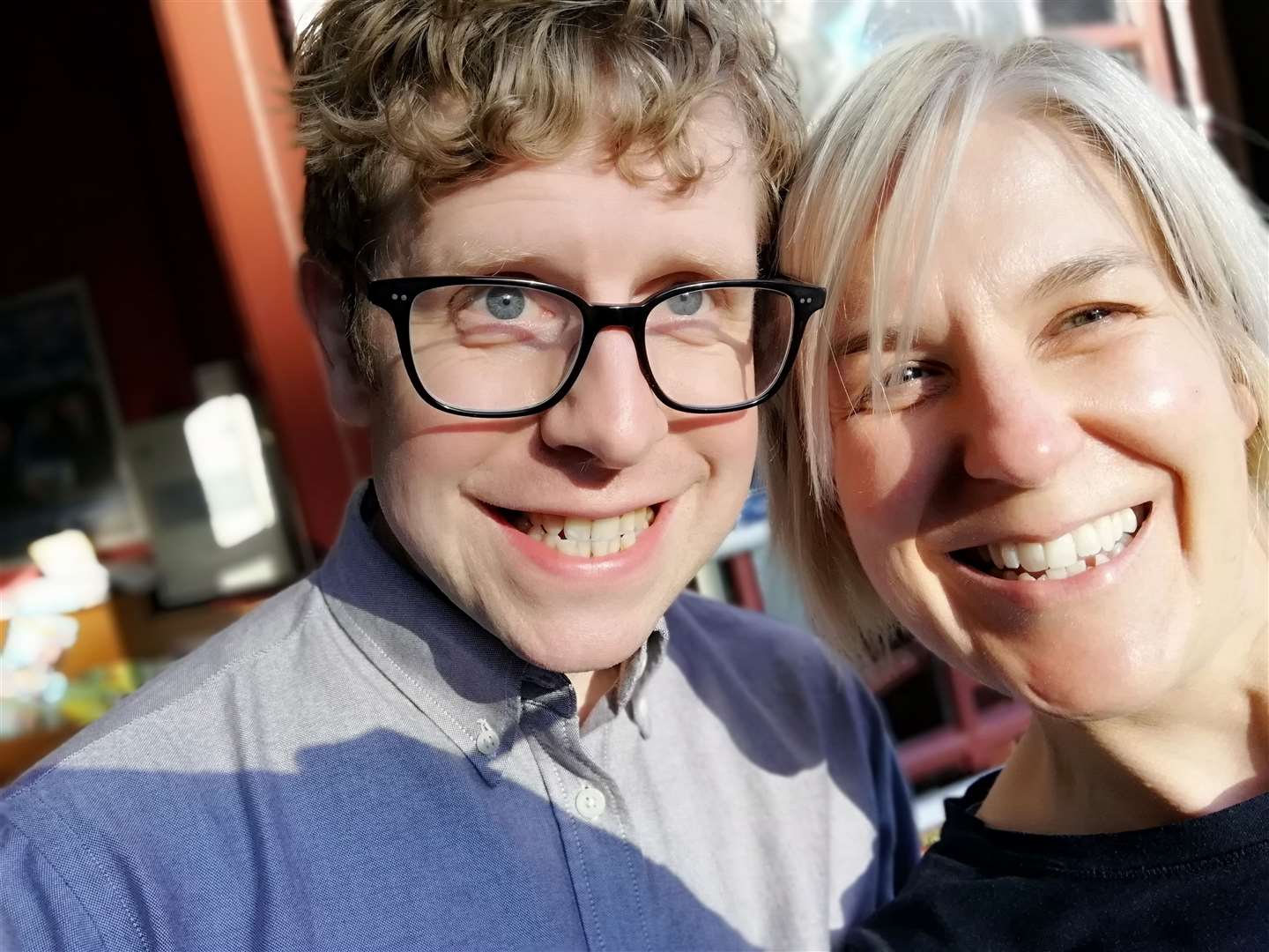 Comedian Josh Widdicombe and the Mercury's Suzanne Moon in 2019