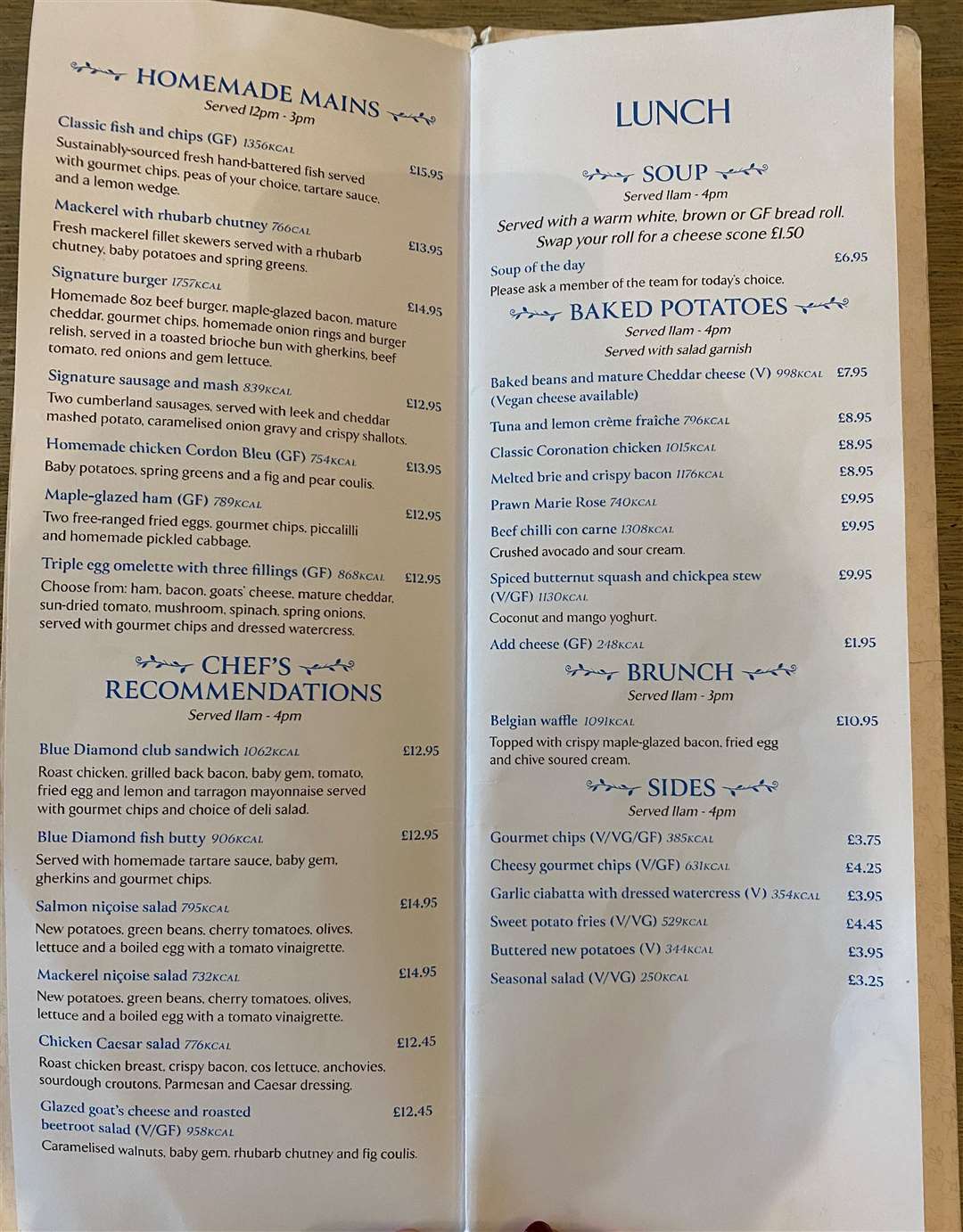 The chefs recommendations sounded really tasty