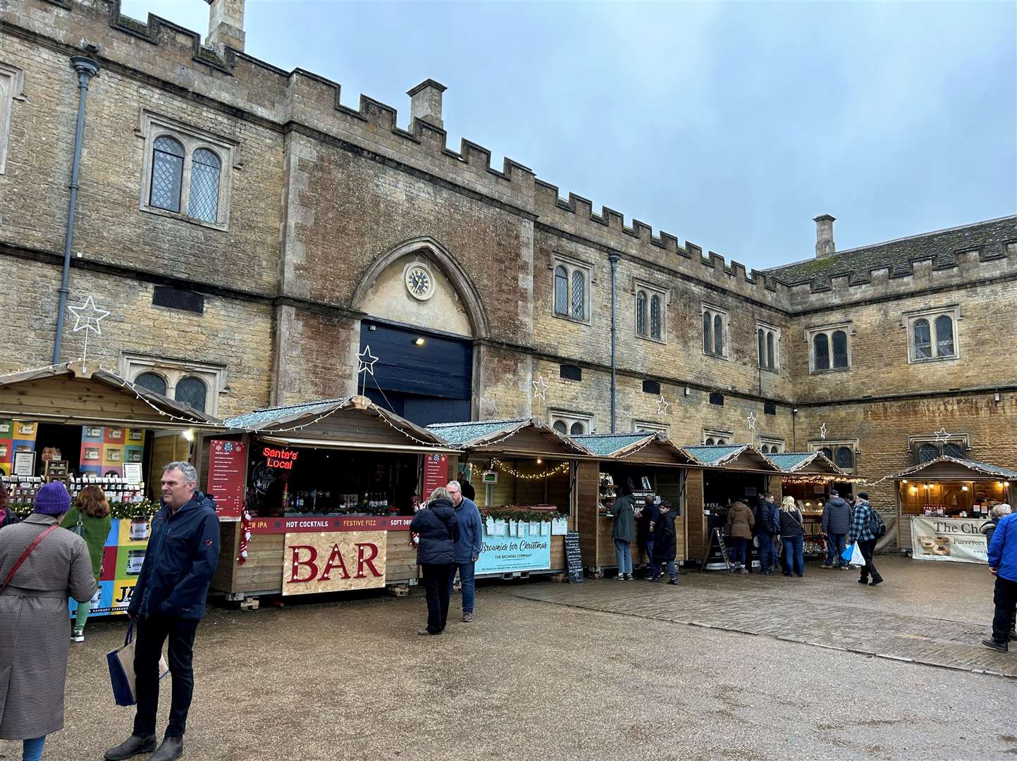 Dozens of stalls lined the courtyard