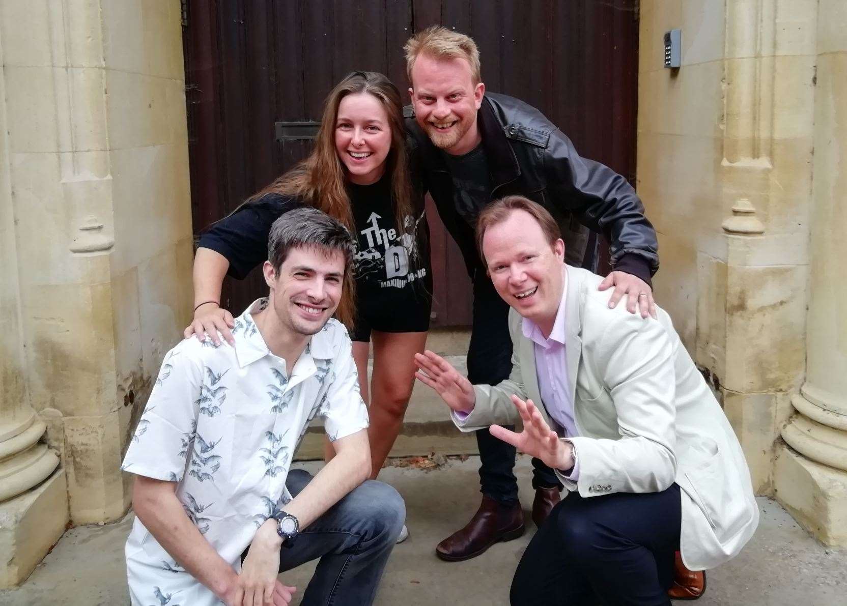 Henry Dawe (front right) with the cast of Cheer Upp.