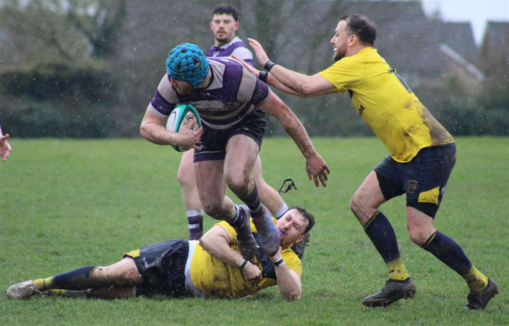 Derby day action as Stamford tackled Bourne. Photo: Darren Dolby