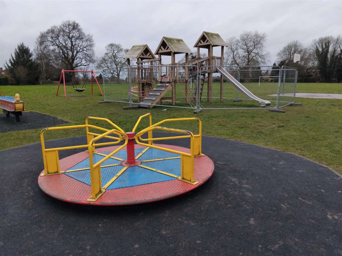 Safety fencing has been placed around the damaged equipment at Gosberton Playing Field
