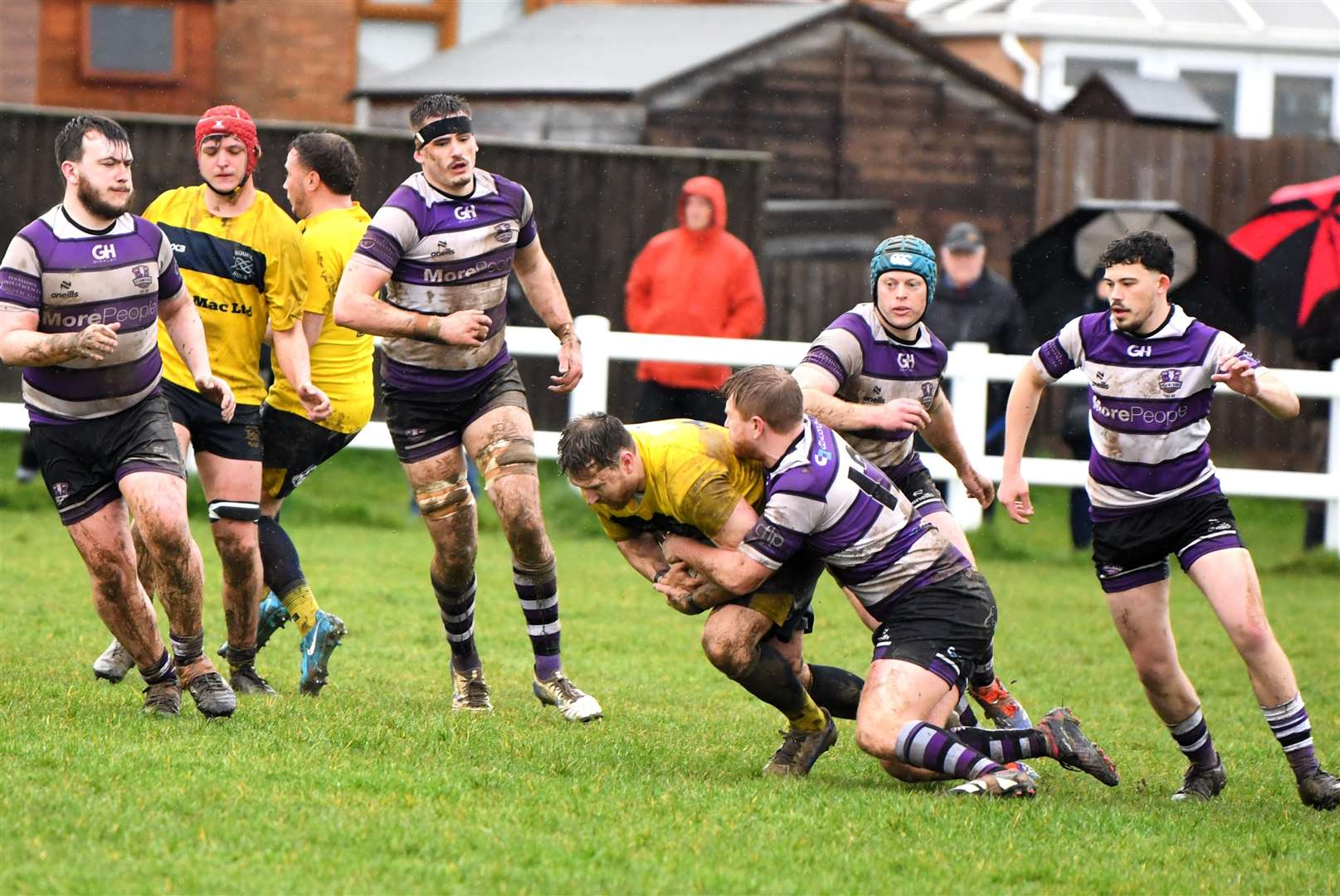 Derby day action as Stamford tackled Bourne. Photo: Alan Hancock