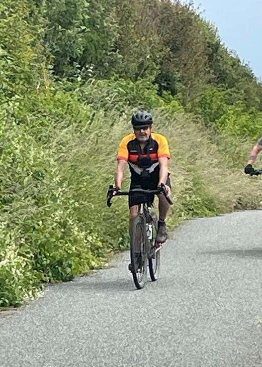 Roy Redman cycling on The King John Way.