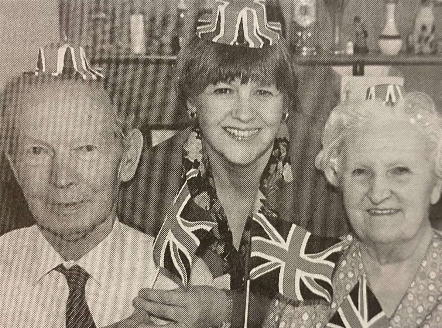British flag wavers Bert Charity, Karen Shelbourn and Lottie Bryan get into royal wedding mode 25 years ago.