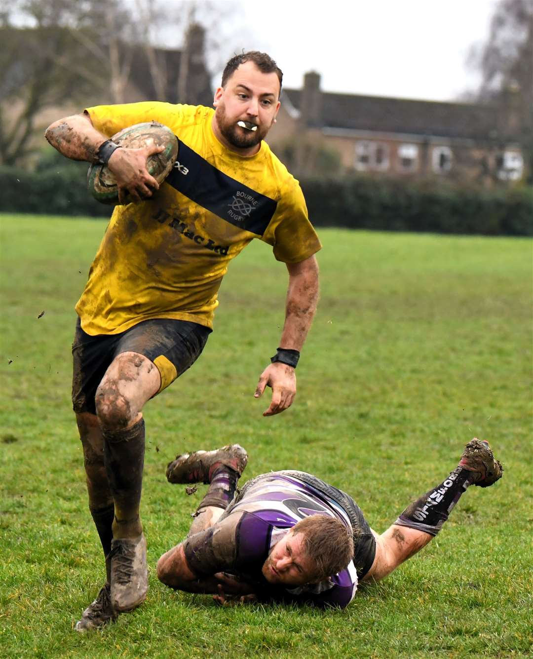 Derby day action as Stamford tackled Bourne. Photo: Alan Hancock