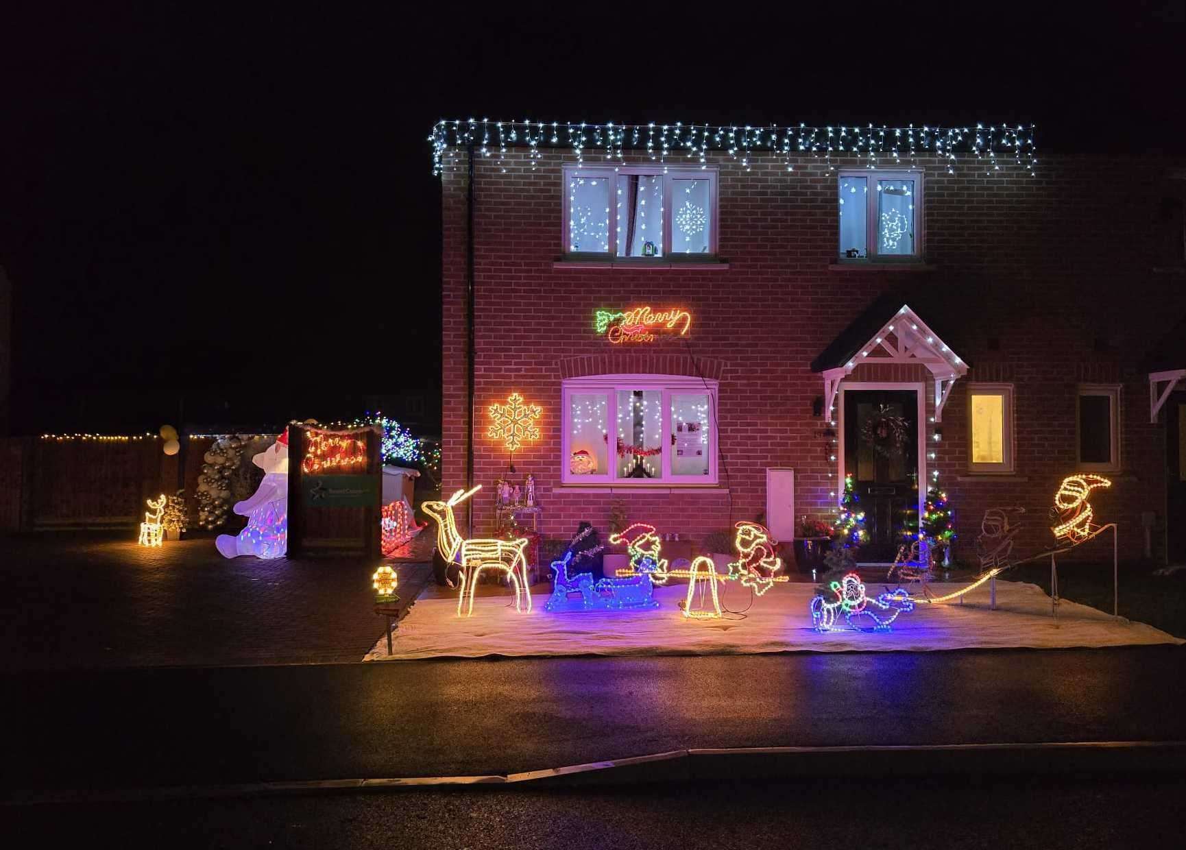 The family home was decorated with donated Christmas decorations