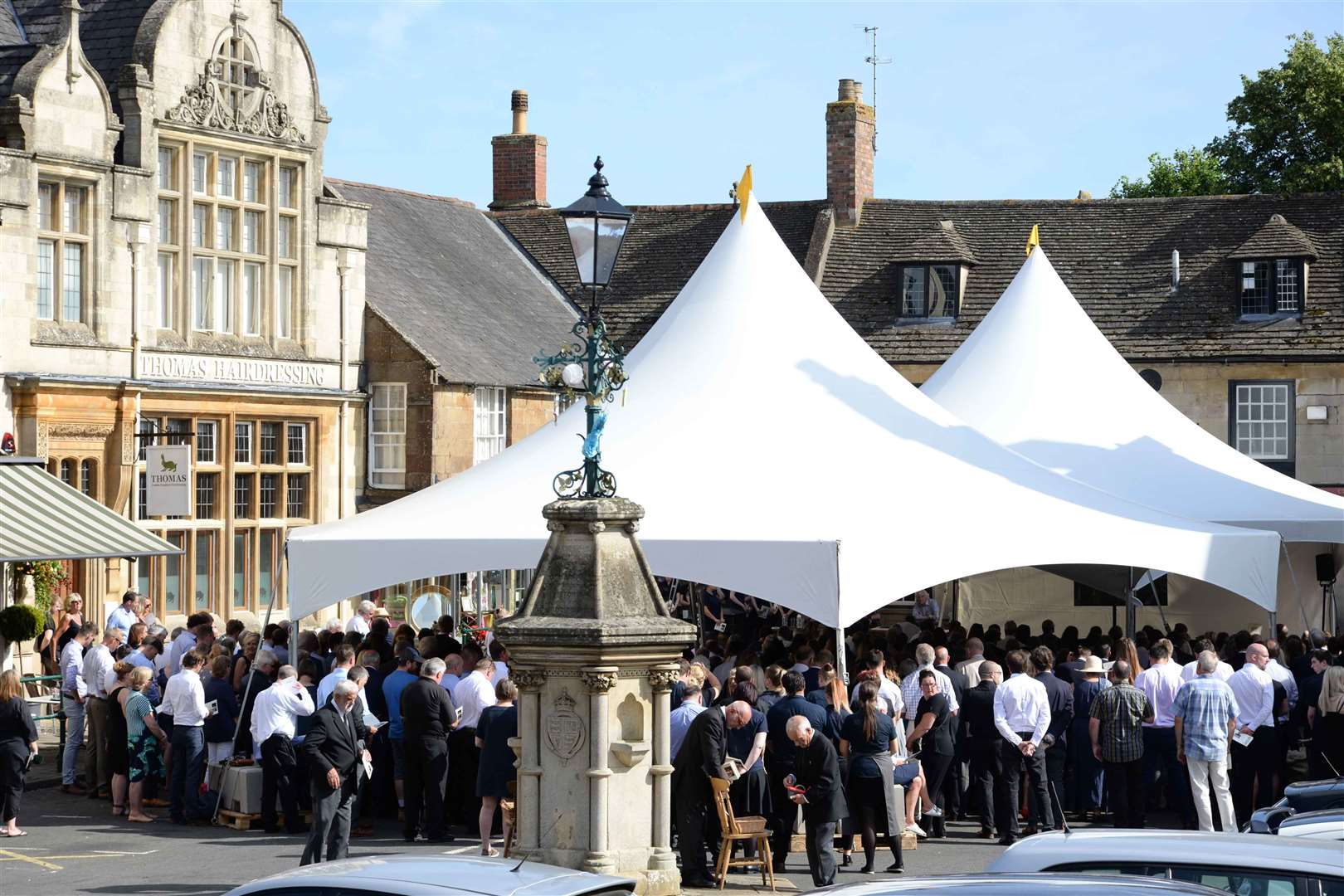 Uppingham Market Place during the funeral of Robert Wills