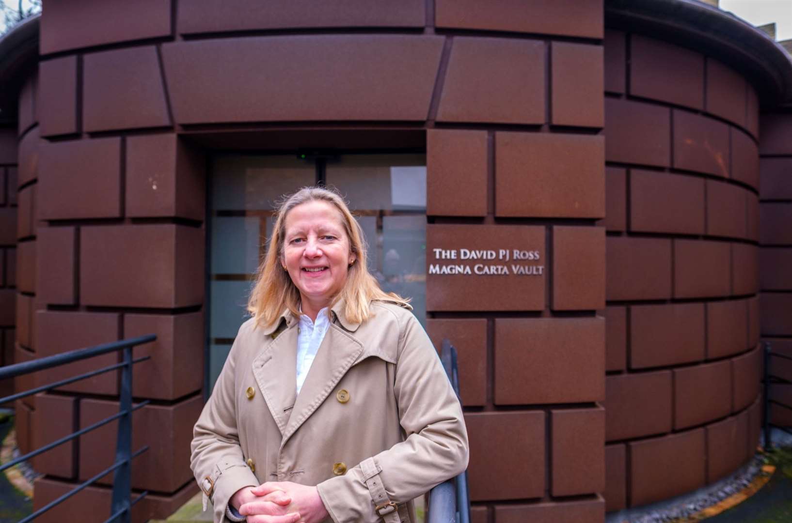 Lindsey Cawrey outside the entrance to the Magna Carta vault at Lincoln Castle. PHOTO: SUBMITTED