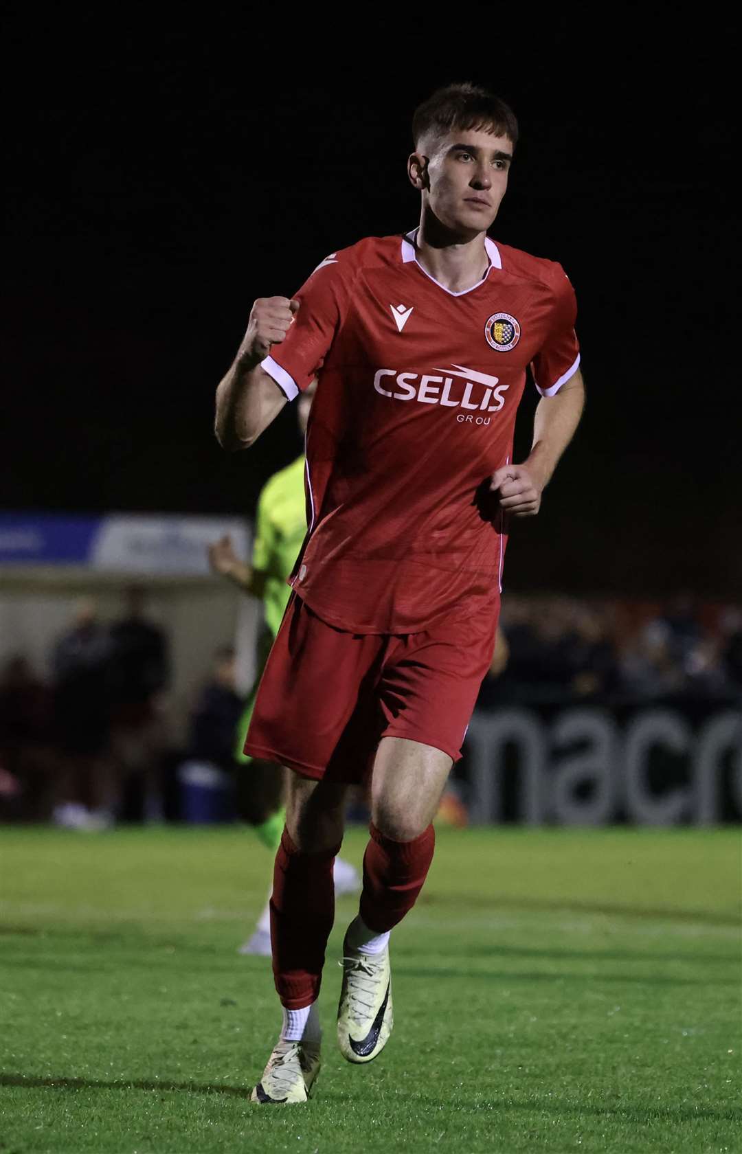 Tobias Liversidge after doubling Stamford's lead. Photo: Rob O'Brien