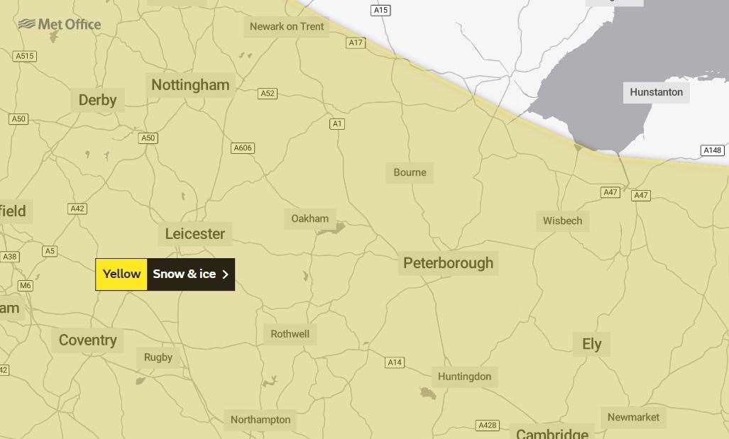 A yellow weather warning is in place. Photo: Met Office