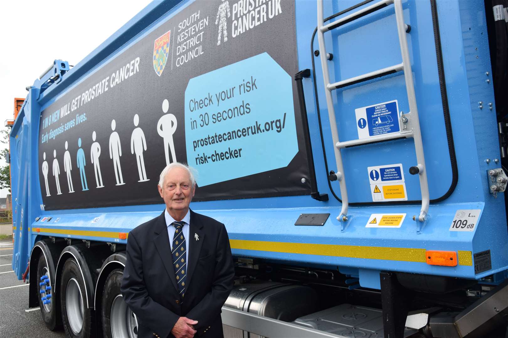 Robert Oldroyd, prostate cancer survivor and supporter of Prostate Cancer UK with the vehicle.