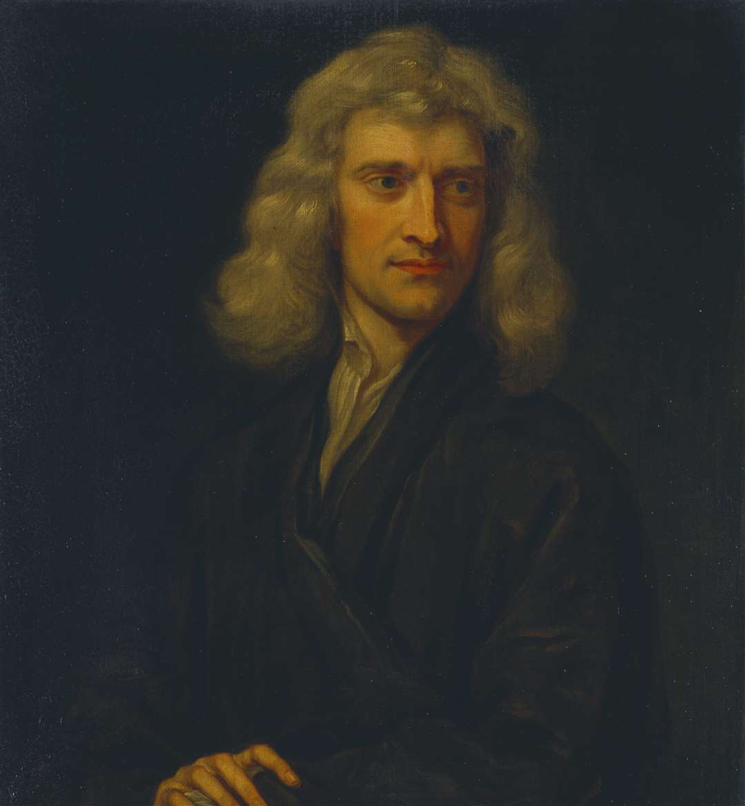SIR ISAAC NEWTON (1648-1727) after Kneller from the Library at The Vyne. Photographed in March 1992.