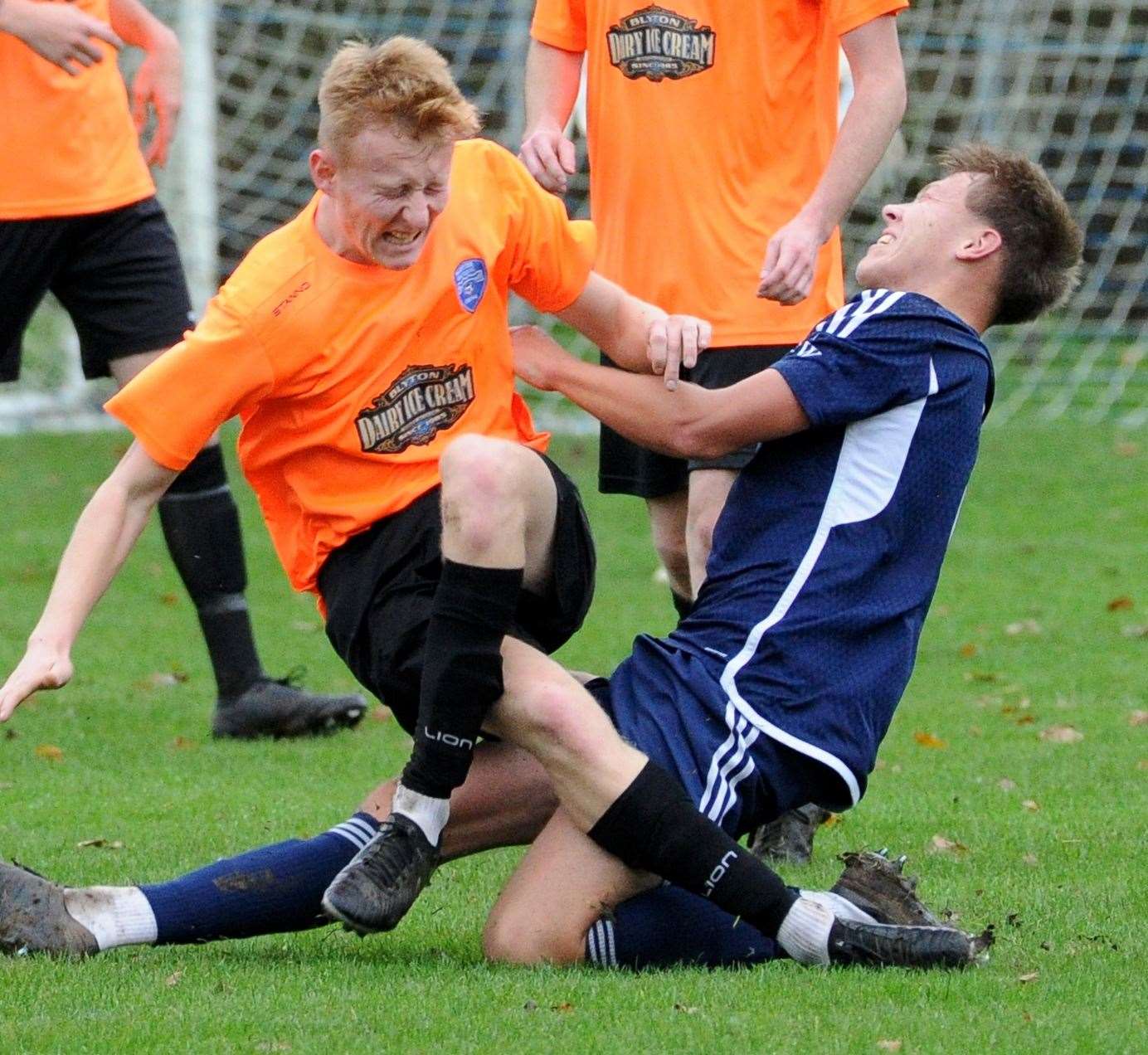 Lincolnshire Junior Cup action from Moulton Harrox's victory over Scotter United. Photo: Chris Lowndes