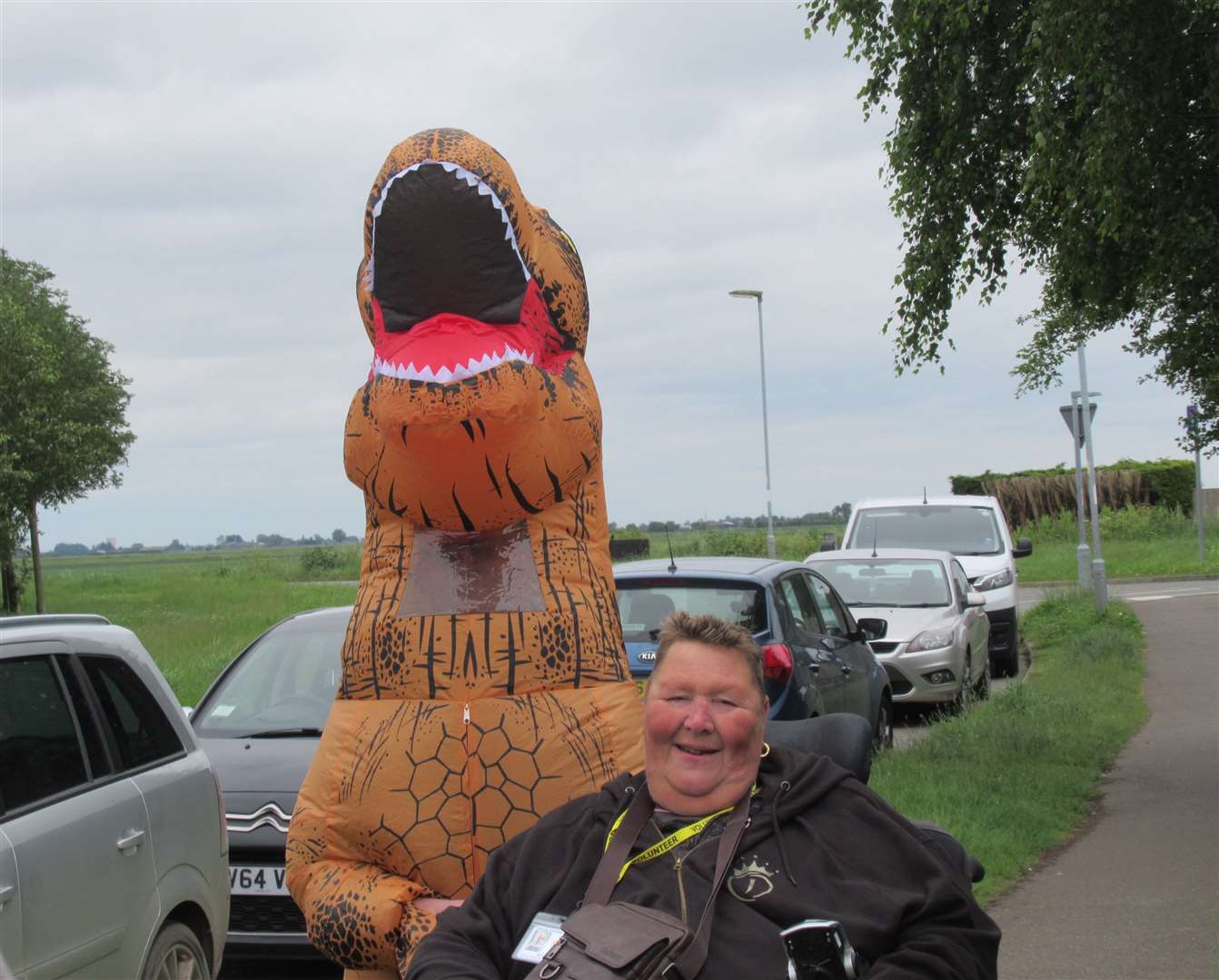 D'ythinkesaurus and Rob Jarvis in his role as Good Neighbour Scheme chair. PHOTO: ANDY CROYLE