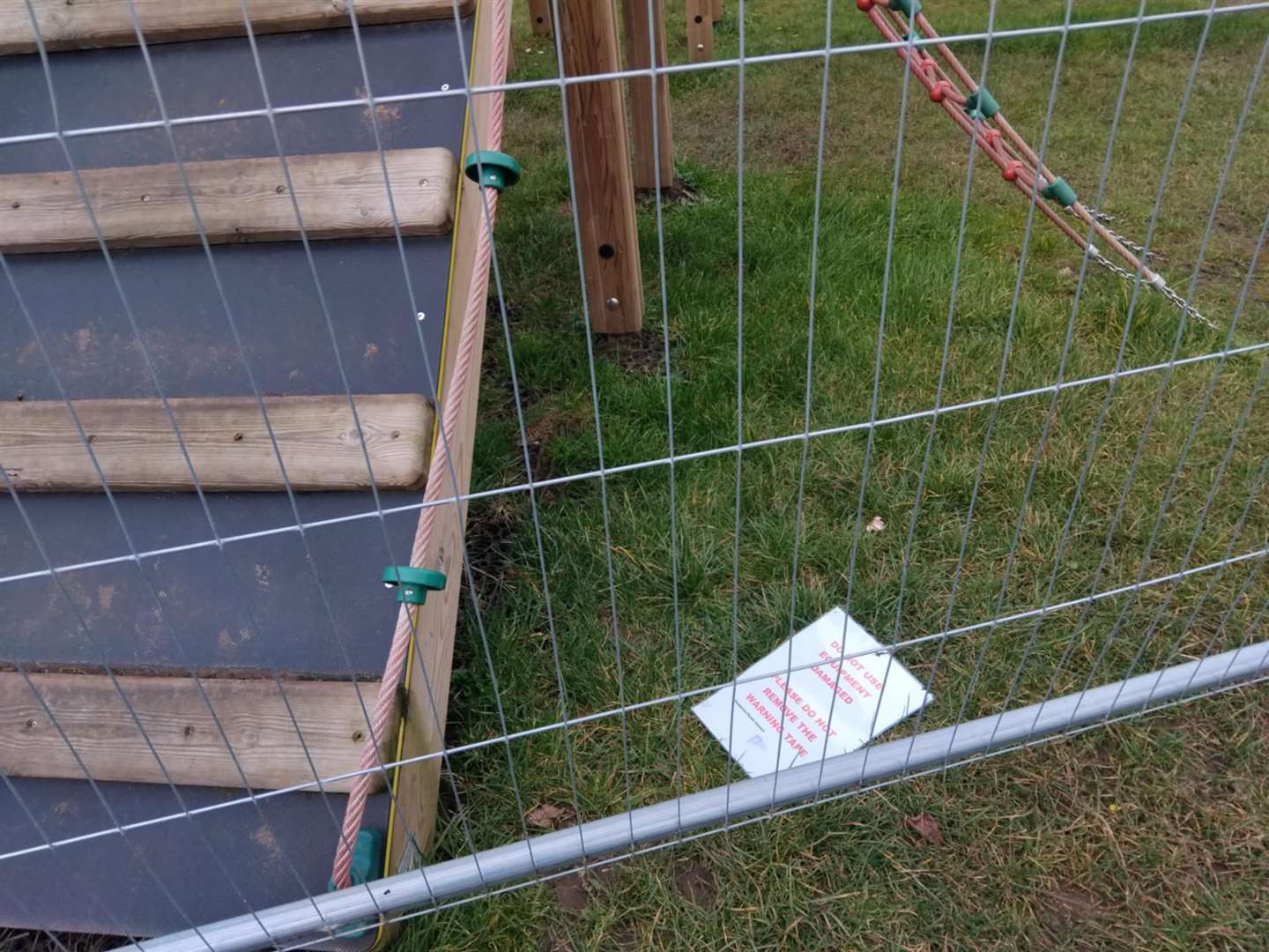 Safety notice at Gosberton Playing Field