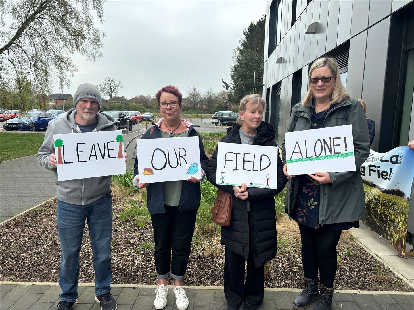 Campaigners ahead of the meeting. Photo: James Turner